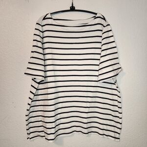 CJ Banks Layer-Your-Look Black and White Striped Short Sleeve Top, Size 2X